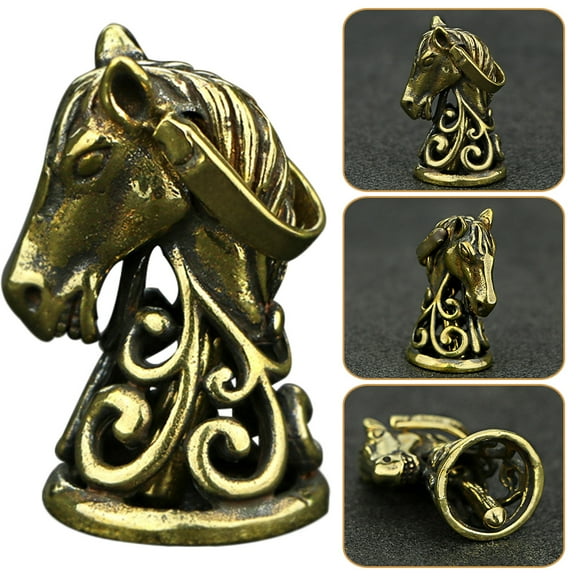 UNOMOR Brass Crafts Pendants Horse Head Pendant Golden Vintage Style 1Pack