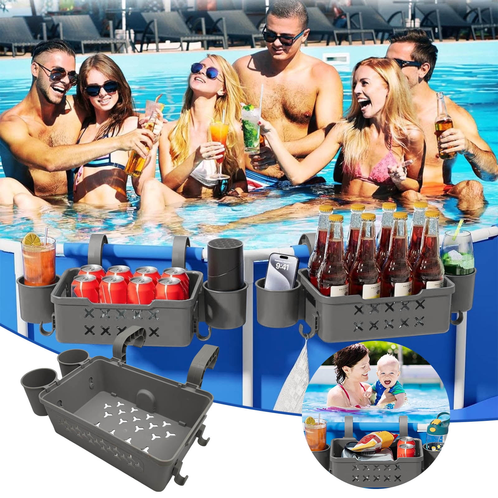 3.4ft H x 4.6ft W x 2.8ft L WoodTek Poolside Organizer and Pool