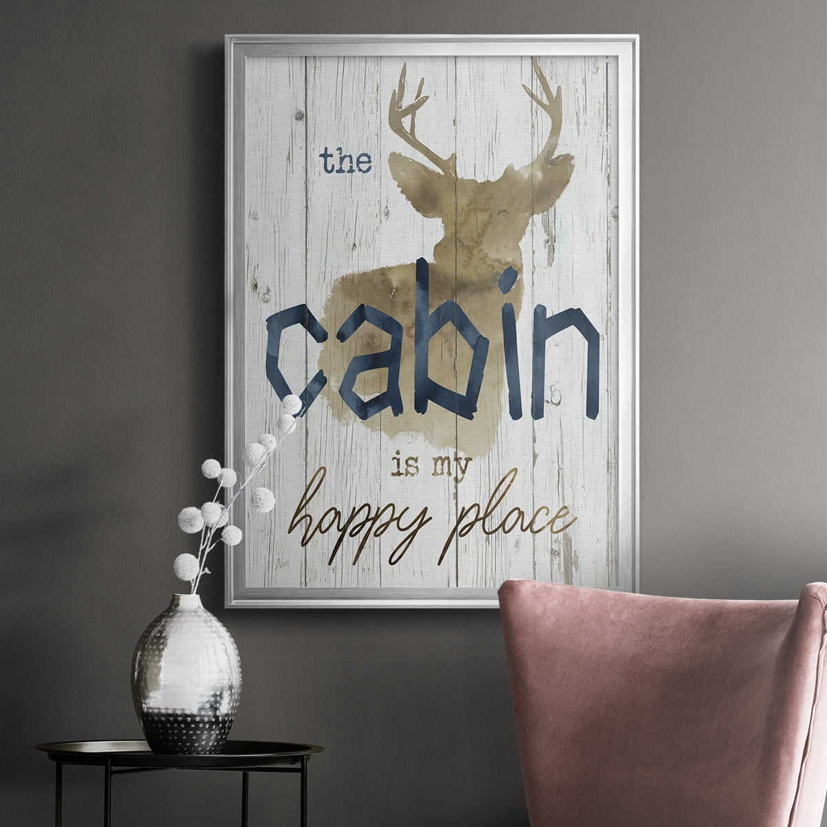 Happy Place Cabin Premium Classic Framed Print - Ready to Hang