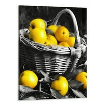 Creowell  Kitchen Wall Decor Black and White Yellow Wall Art Fruit Picture Canvas Print Paintings for Cafe Dining Room Restaurant Farmhouse Kitchen Decoration 16x20Inch
