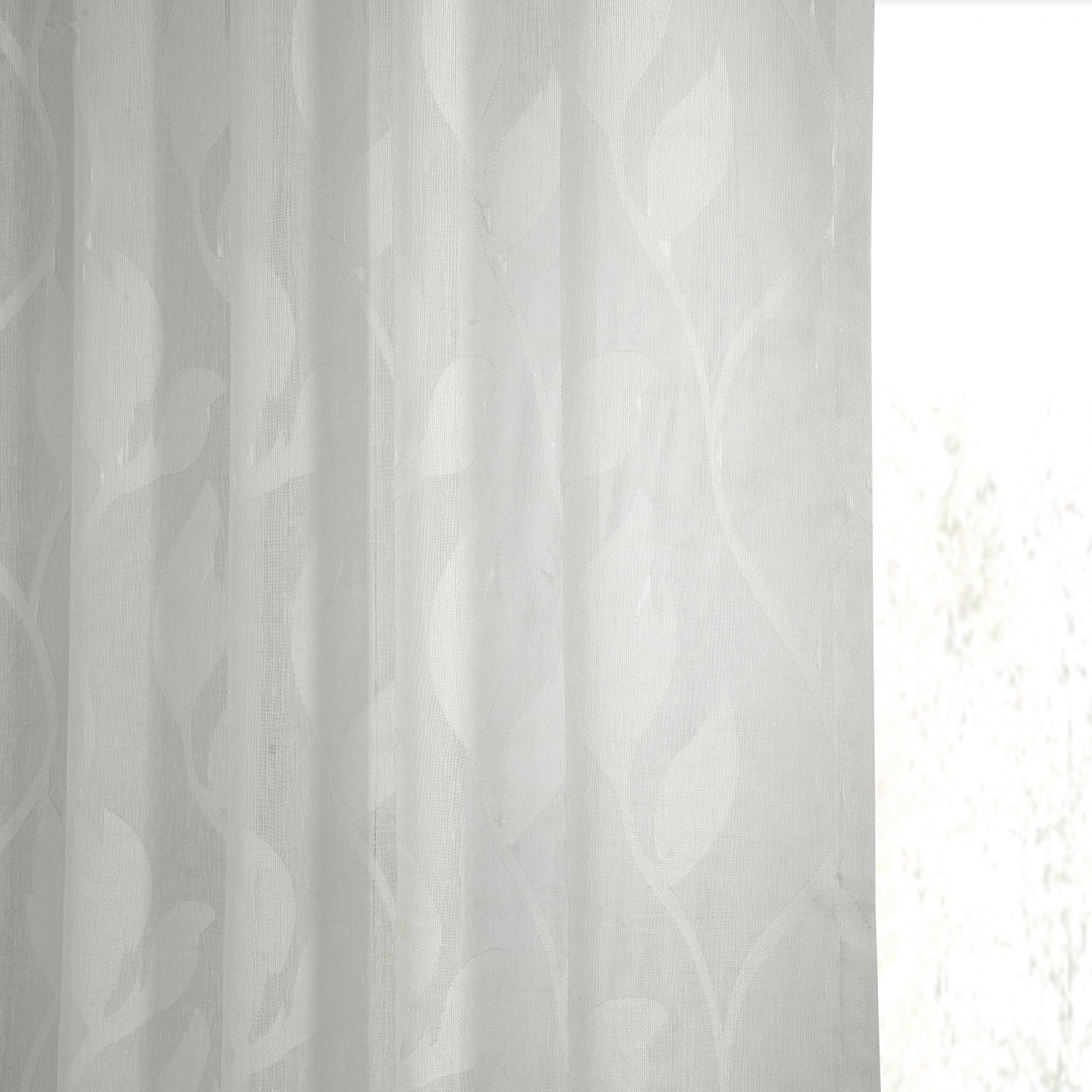 Avignon Vine Patterned Faux Linen Sheer Curtain (1 Panel), Avignon Vine, 50W X 108L