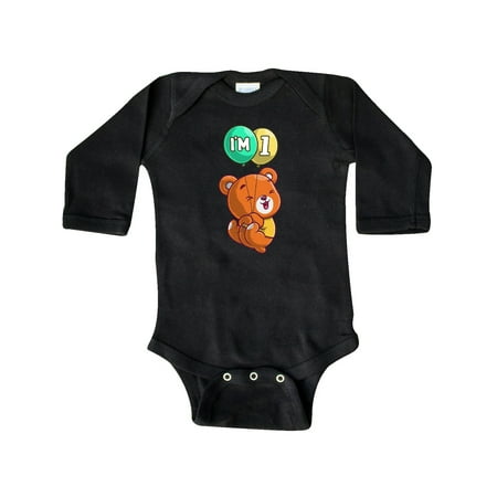 

Inktastic I m 1 Teddy Bear Gift Baby Boy or Baby Girl Long Sleeve Bodysuit