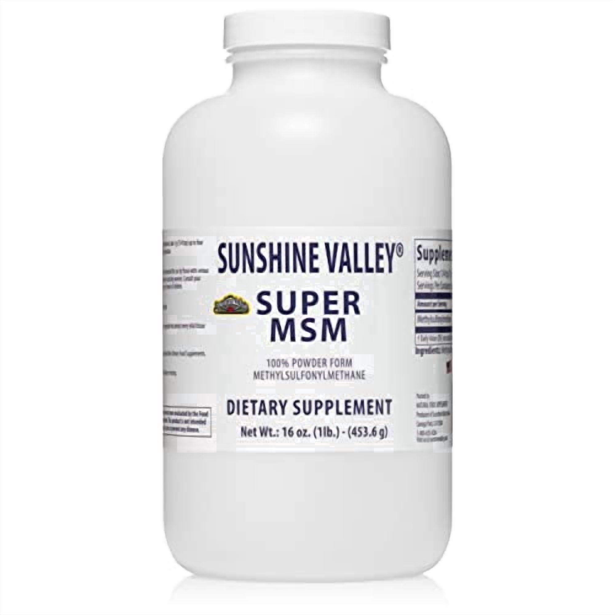 Sunshine Valley® Super MSM Powder (Methylsulfonylmethane), Unflavored, 16 oz