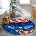 thumbnail image 4 of Independence Day Round Living Room Rugs 4 ft, Watercolor Flying Eagle Red Blue USA Flag Washable Area Rug with Non-Slip Sturdy Edge Binding Round Carpet for Entryway Kitchen Bedroom Bathroom, 4 of 9