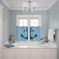 thumbnail image 3 of 2 Panels Kitchen Tier Curtains 39 Inch Length, Anchor Coastal Grommets Window Treatment Curtain, Nautical Navy Blue Ocean Summer Thermal Curtains Drapes for Living Room/Bathroom, 3 of 9