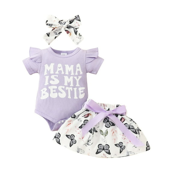 Gubotare Baby Girl Cowgirl Outfit Girl Girl Outfits Baby Girl Clothes Summer Romper Dress Shorts Set 0 3 6 9 12 18 24 Months (Purple,Size 0-3 Months)