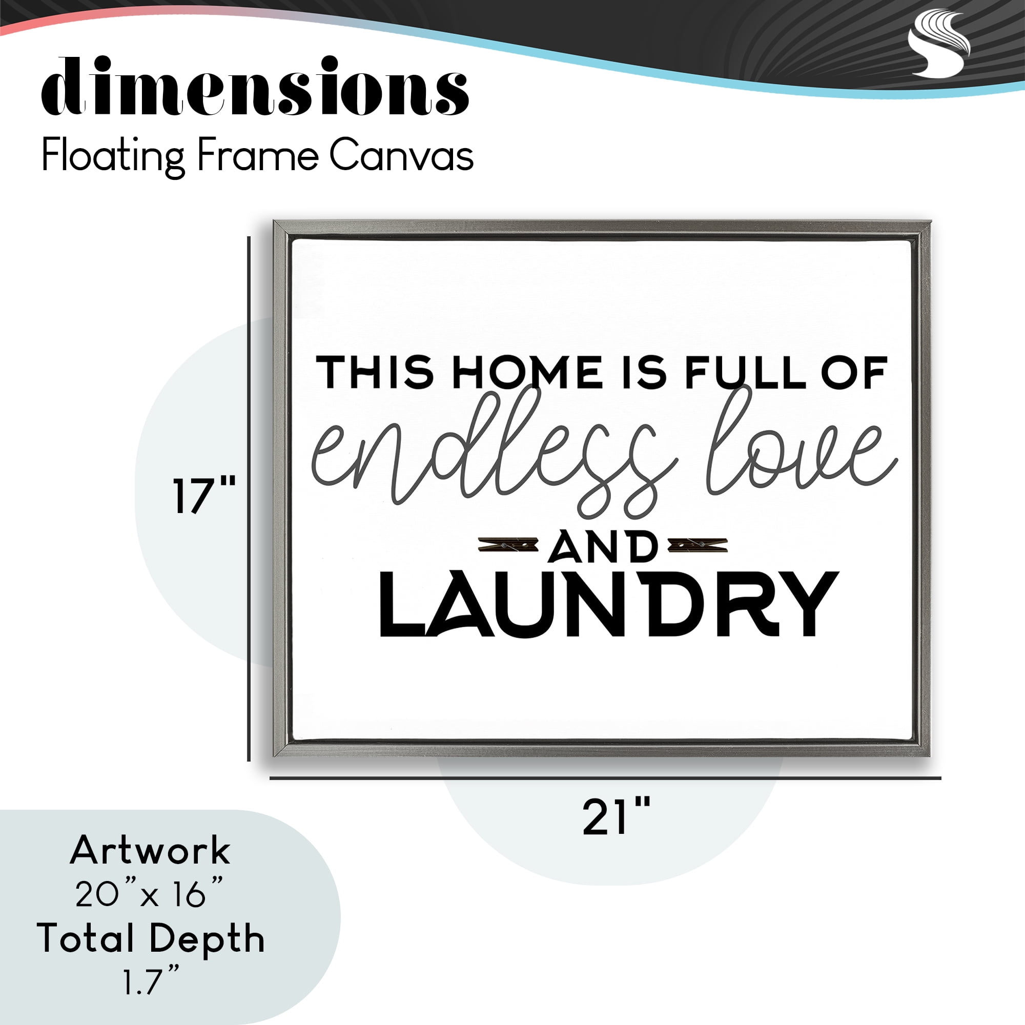 Endless Love & Laundry Minimal Gray Framed Floater Canvas Wall Art, design by Kim Allen