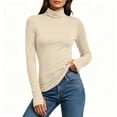 thumbnail image 2 of Chiccall Women's Turtleneck Long Sleeve Base Layer Top, Stretchy Slim Fit Thermal Shirt with Thumb Holes for Fall Winter Layering, 2 of 10