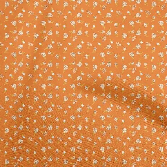 oneOone Cotton Cambric Orange Fabric Floral Ditsy Craft Projects Decor Fabric Printed By The Yard 42 Inch Wide