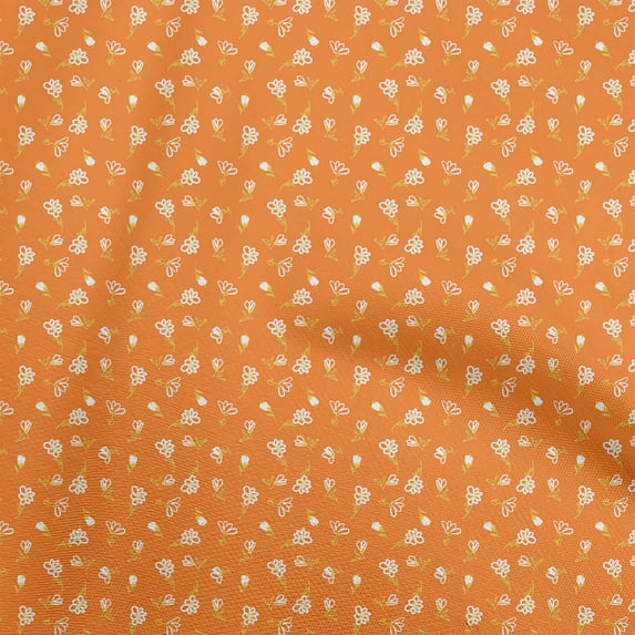 oneOone Georgette Viscose Orange Fabric Floral Ditsy Craft Projects Decor Fabric Printed By The Yard 42 Inch Wide