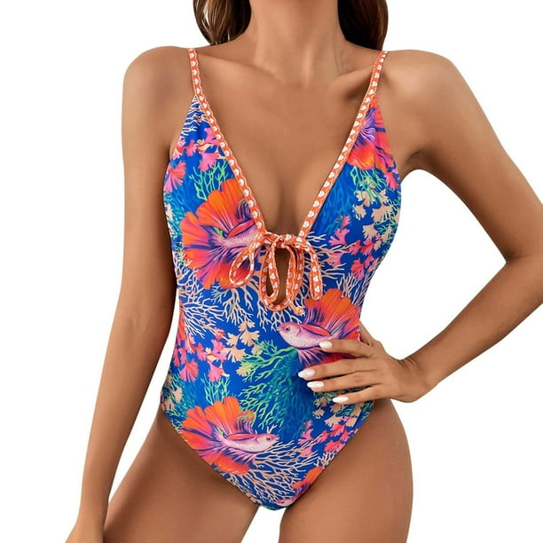 Gibobby Trajes de Baño Mujer Completo Traje de baño con tirantes para mujer, nuevo traje de baño, monos de Bikini florales sexis(Morado,G)