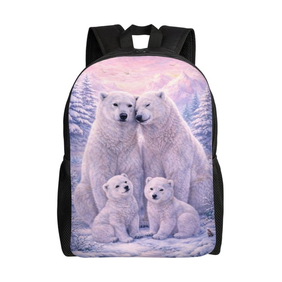Winter Polar Bear Backpack Large Capacity Laptop Bag for Men and Women