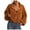 Brown, variant on IROINNID Women's Short Shearing Jacket Round Neckline Solid Color Long Sleeve Lamb Zipper Coat Plush Pullover Sweater Top, Brown