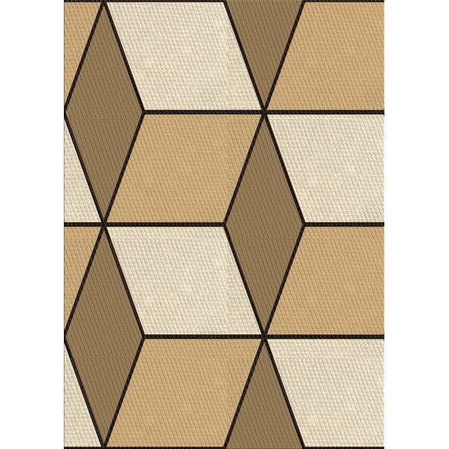 Ahgly Company Tapis Rectangulaire d'Intérieur Lavable en Machine Transitionnel Brun Clair, 5 Pieds x 7 Pieds