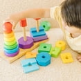 thumbnail image 3 of Melissa & Doug Geometric Stacker - Wooden Educational Toy, 3 of 10
