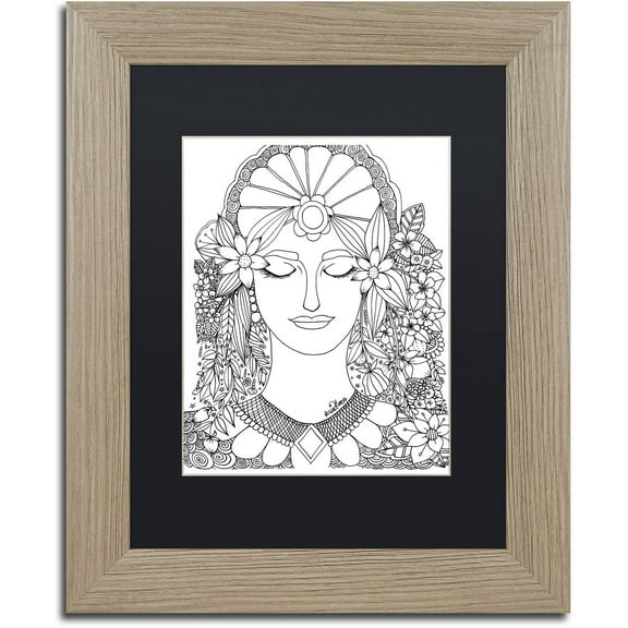 Trademark Fine Art "Flower Girls 15" Canvas Art by KCDoodleArt Black Matte, Birch Frame