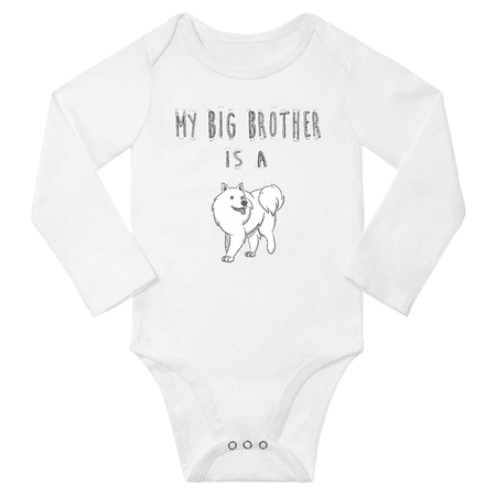 

My Big Brother is a American Eskimo Dog Cute Baby Long Sleeve Clothing Bodysuits Boy Girl (White 12-18M)