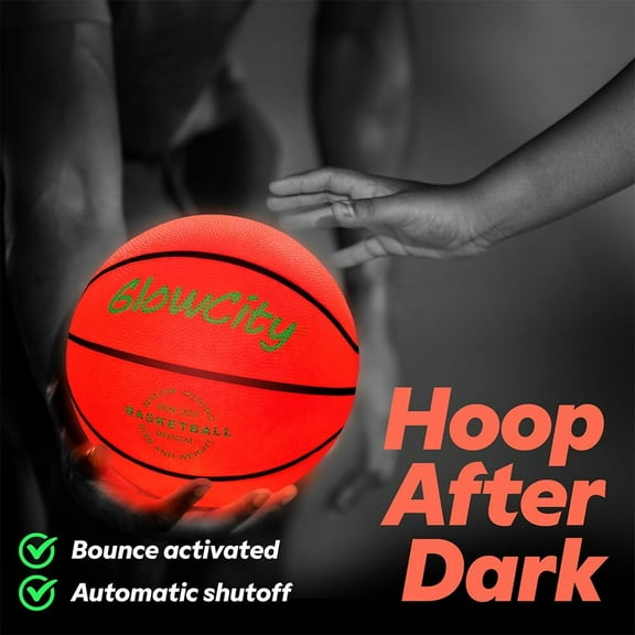 Glow in The Dark Basketball - Red LED Light Up Toy for Night Games - Durable Basketball for Kids Aged 8