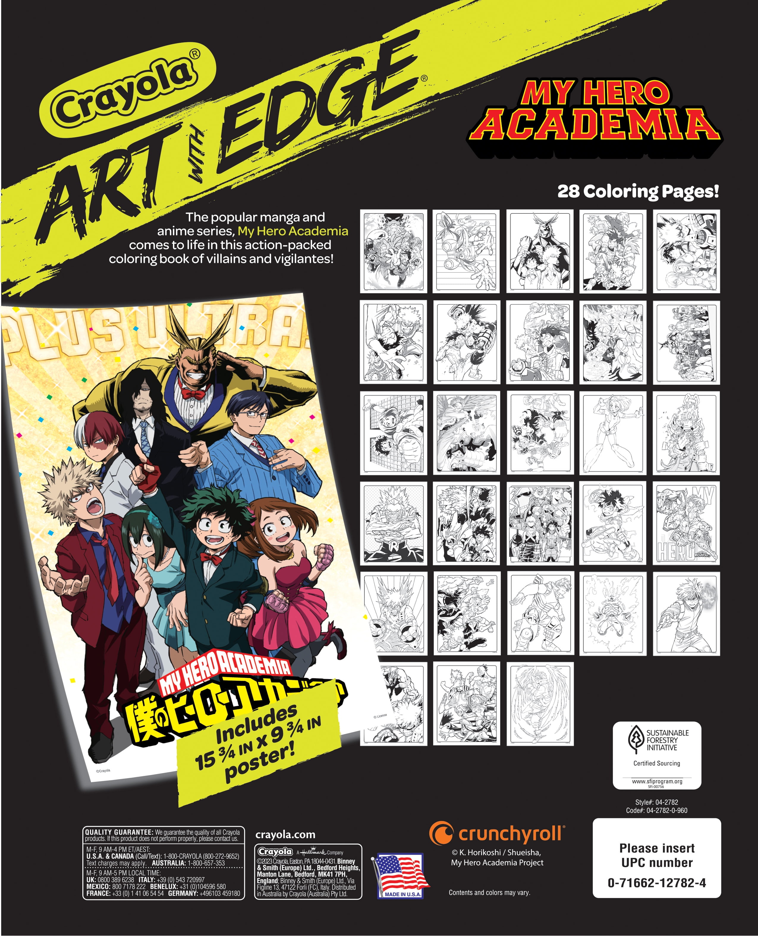 Crayola My Hero Academia 28 Coloring Pages & 1 Poster, Art with Edge, Adult Coloring Gift