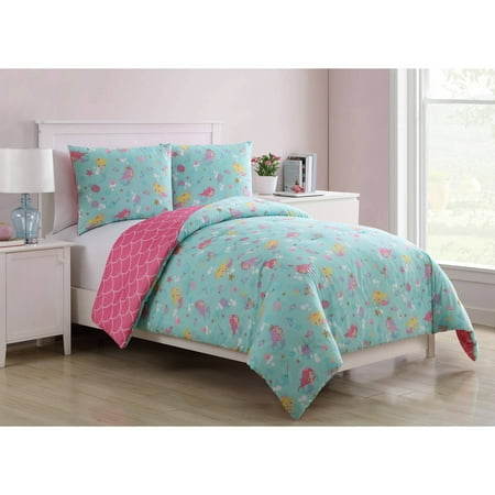 Vcny Home Aqua Pink Mermaid Princess 2 3 Piece Reversible Kids