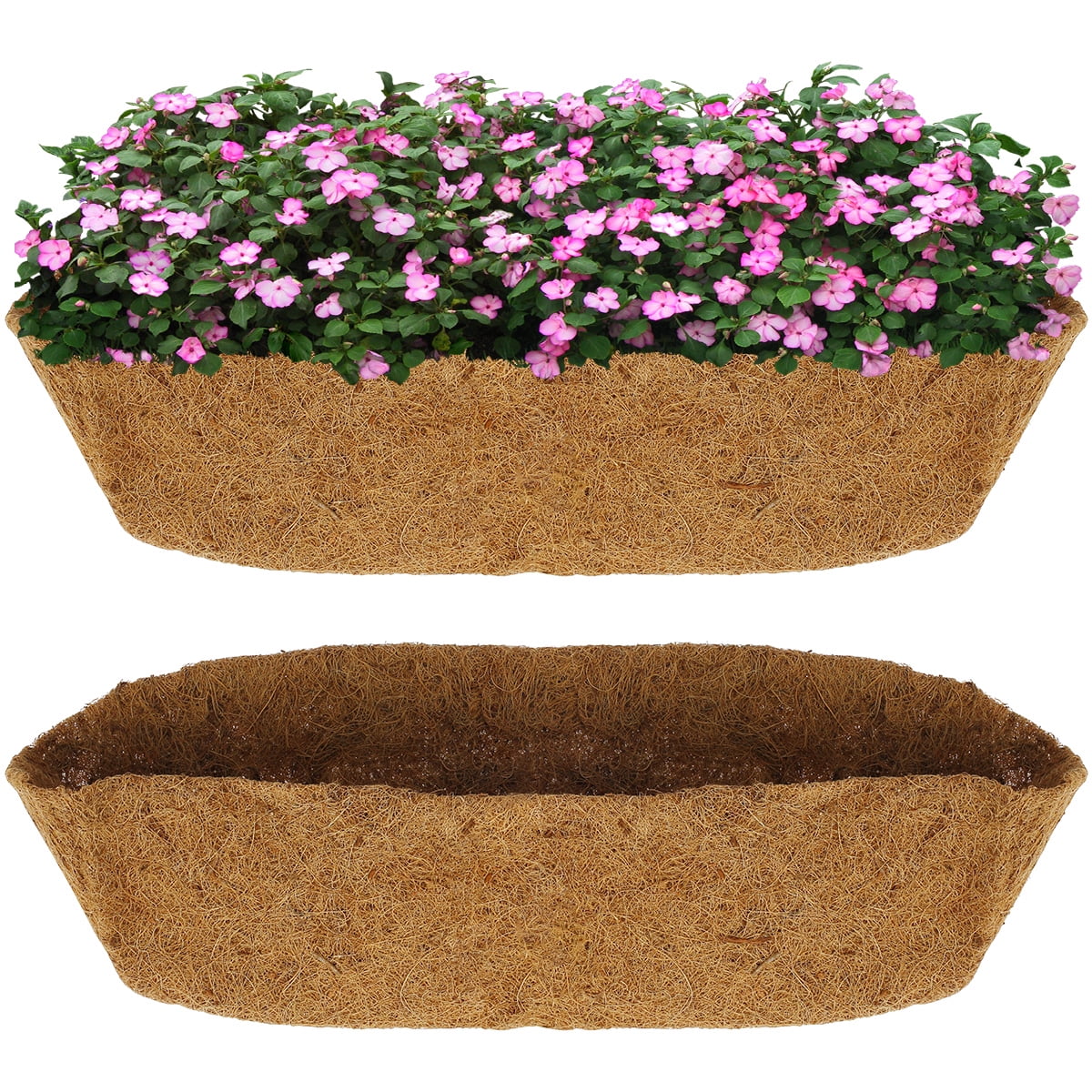 2Pc Trough Coco Liners 30 inch Replacement Coconut Fiber Liner Wall BSKT Planter 