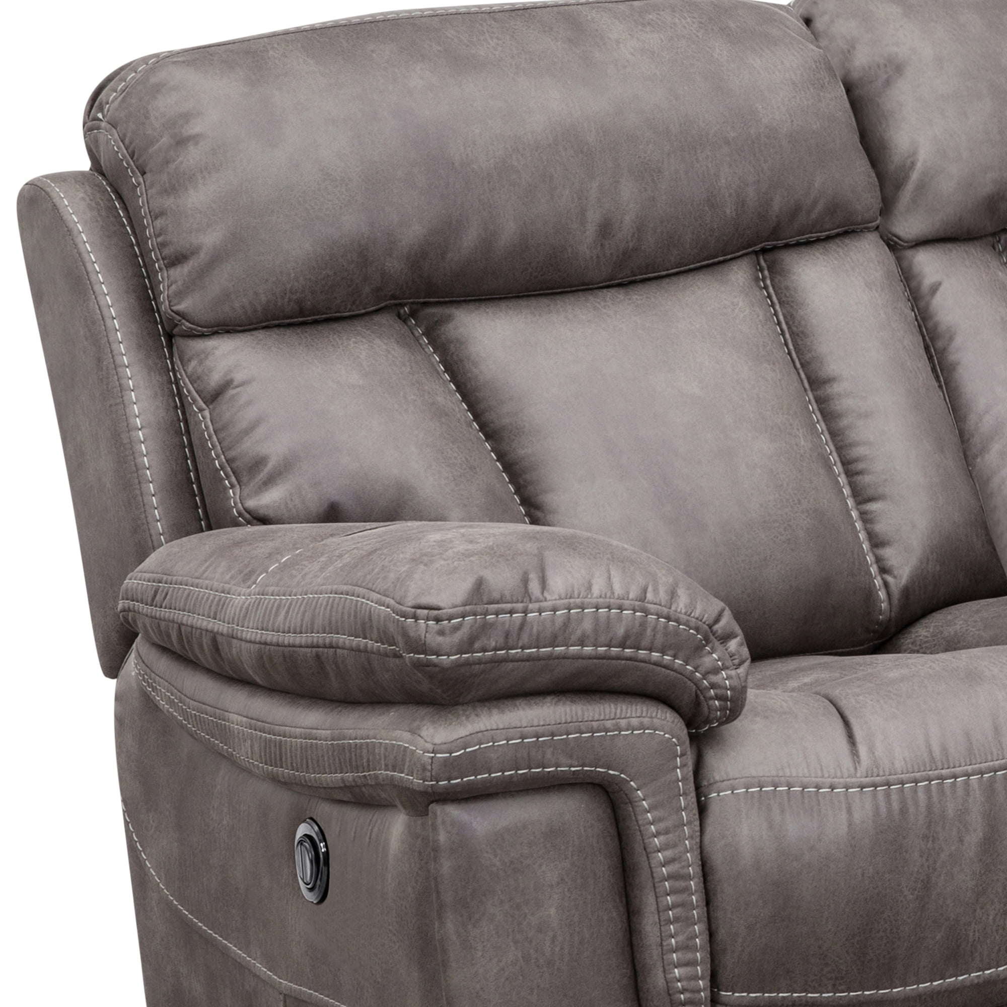 Estelle Power Loveseat in Gunmetal Fabric