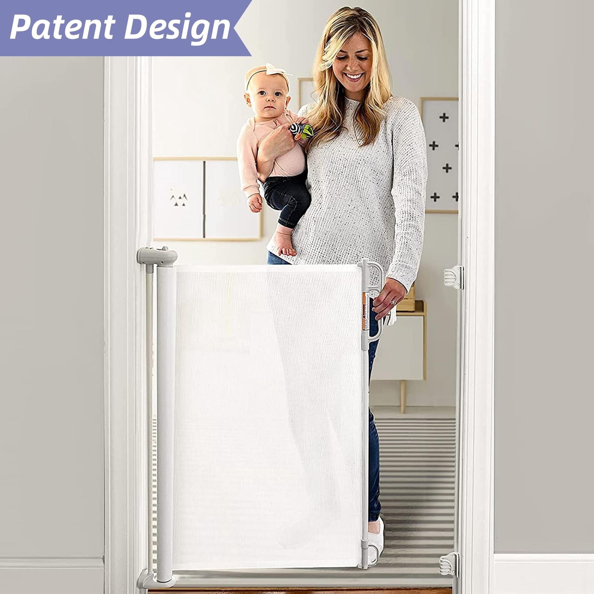 Momcozy Retractable Extra Wide Baby Safety Gates, Stairs Safe Gates for Baby and Pet,33" X 55", for Stairs, Doorways, Hallways