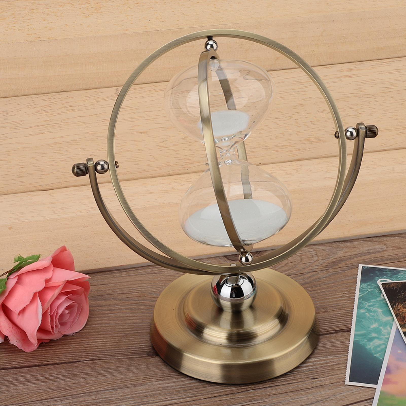 Cafopgrill 15 Minutes Metal Rotating Sand Glass Timer Clock Hourglass Table Ornament Home Decor Gift Sand Timer Decor 
