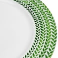 thumbnail image 3 of Koyal Wholesale Acrylic Charger Plates Round Green Greenery Leaf Edge Design - Set of 4 Buy Bulk for Weddings and Events, 3 of 5