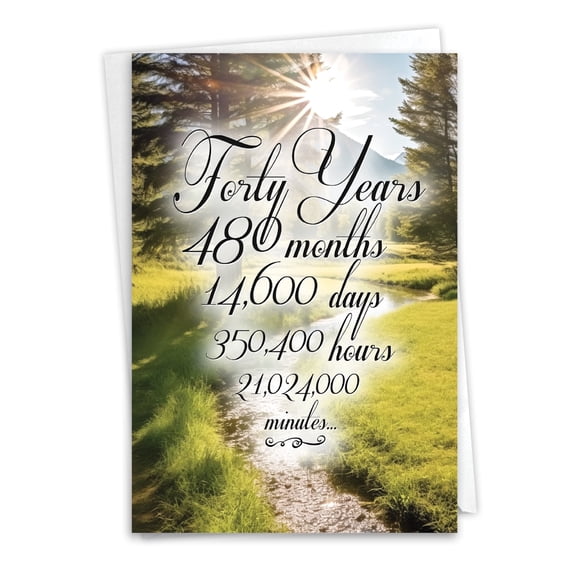 NobleWorks 40th Recovery Greeting Card with 5 x 7 Inch Envelope (1 Card) 40 Year Time Count C9091AAG
