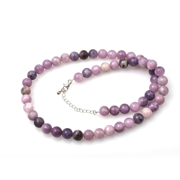 Sunburst Natural Lepidolite Gemstone 8 MM Round Smooth Beads Necklace Adjustable Mala Jewelry