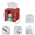 thumbnail image 3 of POLERO Tissue Box Cover, Snowman Snowflakes Square Tissue Box Holder with Bottom Belt - Waterproof PU Leather Christmas Decorative Organizer for Tabletop, Bathroom, Car, Office, 3 of 7