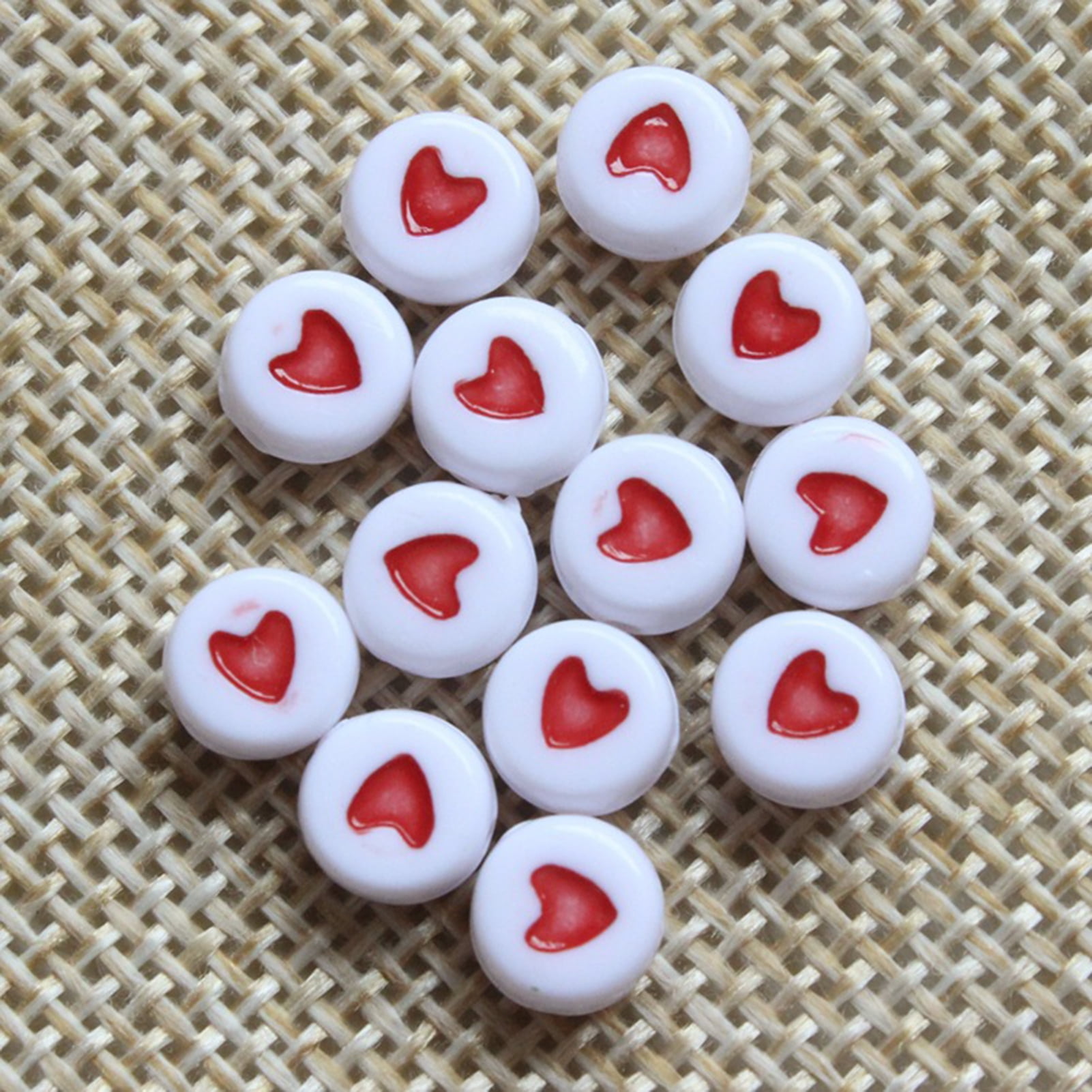  KitBeads 200pcs Black Acrylic White Heart Beads Flat Round Love  Heart Beads Pony Coin Disc Heart Beads for Jewelry Making Bracelets  Necklace Bulk : Arts, Crafts & Sewing