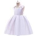 thumbnail image 5 of Fashion Bodysuit for Kids Little Girls Summer Party Solid Ruffle Short Sleeve Bow Tie Dress Size for 3 to 8Y, 5 of 5
