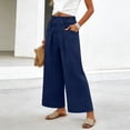 thumbnail image 5 of GUACER Wide Leg Pants for Women Elastic Waist Pleated Textured Trousers with Pockets Casual Loose Fit Pants, 5 of 7