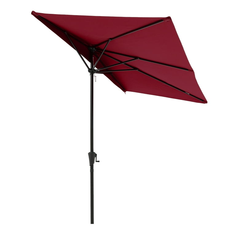 cobana patio umbrella rectangular Cobana 7.5 by 4 Half Rectangular Outdoor Patio Umbrella for Patio, Balcony, Garden, Deck, Dark Red