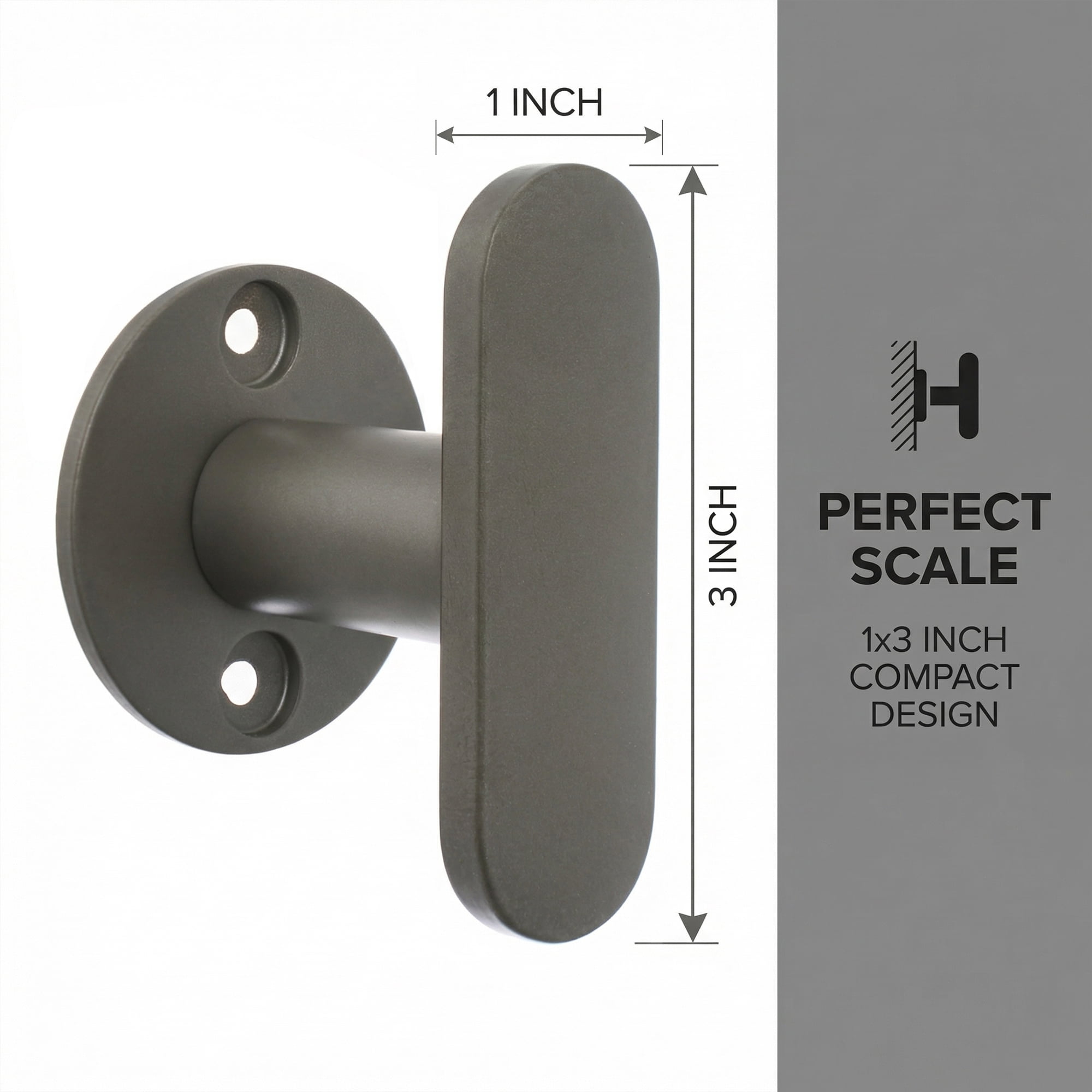 Unique Bargains Coat Rack Wall Mount Aluminum Single 2 Hooks Hat Rack for Entryway Gray