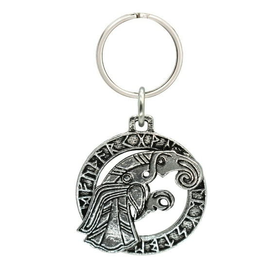 Viking Raven In Runes Keychain, G043KC, 1 1/2 inch, Pewter, Key Fob, Key Ring, Keys, Zipper Pull, Luggage Tag, Backpack, Over 300 Keychain Designs, Handmade in the USA, 100% American Made