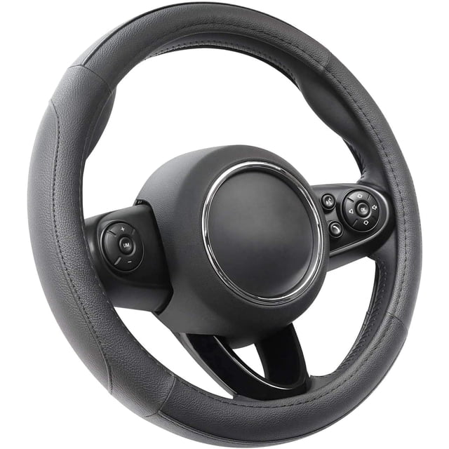 Microfiber Leather Steering Wheel Cover, 15 Inch, Universal Steering Covers Fit 15 inches Auto Car Wheel Protector, Anti-Slip, Heat Resistant, Comfortable Wrap, Cars Accessories (Black)