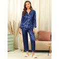 thumbnail image 2 of Unique Bargains Women's Satin 2pc Loungewear Button Down Silky Pajama Sleepwear Sets, 2 of 6