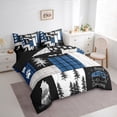 thumbnail image 3 of Homewish Wild Bear Wolves 7 Pieces Bedding Comforter Set,Happy Camping Full Bedding Set,Rustic Farmhouse Cabin Fitted Sheet Flat Sheet For Boys,Microfiber Bedroom Decor Reversible, 3 of 8