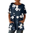 thumbnail image 2 of Casual Tops for Women, Summer Tops, Womens Tops, Tops for Women, Short Sleeve Tops for Womens, Crew Neck Sweatshirts Women Solid Color Plus Size Business Casual Tops, Navy M, 2 of 5