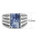 thumbnail image 3 of Mens Ring Silver Blue White Stainless Steel Ring with Semi-Precious Sodalite in Capri Blue, 3 of 8
