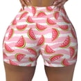 thumbnail image 2 of Lsque Sweet Watermelon Pattern High Waisted Biker Shorts for Women-Tummy Control Fitness Athletic Workout Running Yoga Gym Shorts,Moisture-Wicking-X-Large, 2 of 9