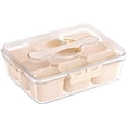thumbnail image 2 of 9-Compartment Snack Box with Lid, Portable Food Storage Container, Removable Dividers, 12.2x9.4 Inch, White, for Meal Prep, Kids Lunches, Picnics, 2 of 7