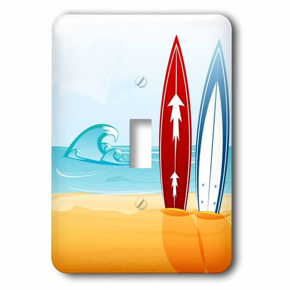 3dRose, A Scene Of The Ocean With Two Surfboards, single toggle switch