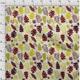 thumbnail image 3 of oneOone Coton Cambre Marron Rayé & Feuilles Bloc Robe Tissu Tissu Imprimé par la Cour 56 Pouces de Large, 3 of 4