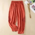 thumbnail image 2 of Ashosteey Women's Harem Baggy Pants Casual Vintage Wide Leg Pant Linen Cotton Drawstring Trousers, 2 of 6