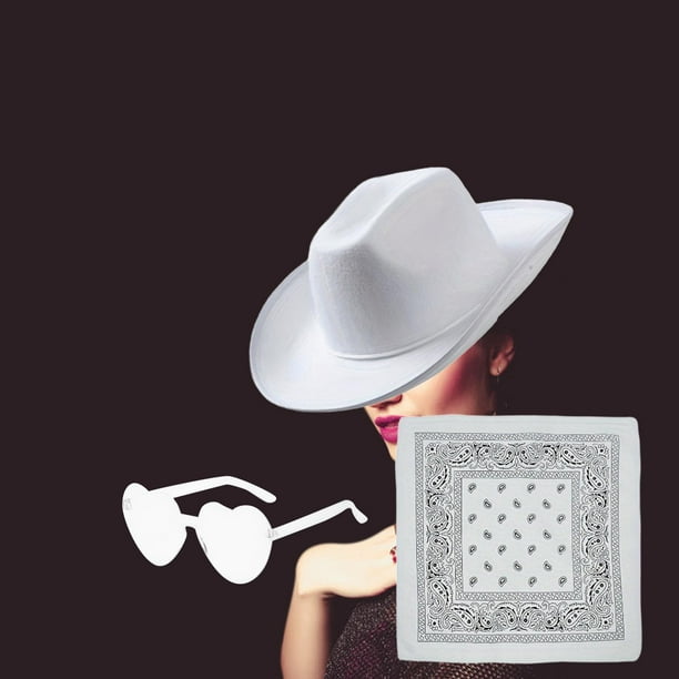Sombrero de vaquero occidental Yinane con pañuelo y gafas