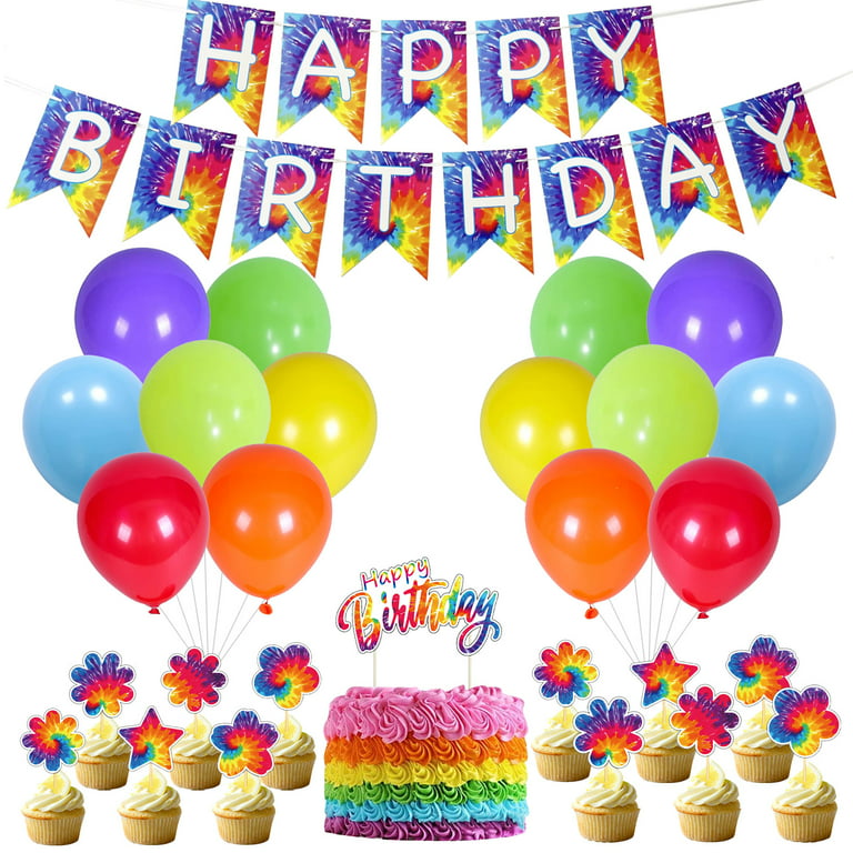 Tie Dye Birthday Party Decorations, Tie Dye Birthday Party Supplies,  Rainbow Birthday Party Decorations, Tie Dye Happy Party Decorations, Tie  Dye